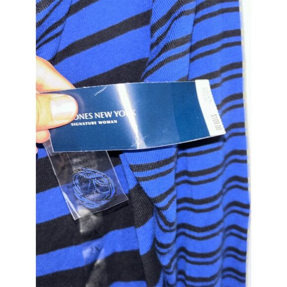 Jones New York Signature Blue & Black Striped Tunic Top 2X NWT - Picture 3 of 4